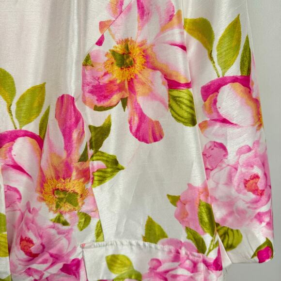 Danillo Woman Floral Textured Satin Long Blazer 3/4 Sleeve Button Up Elegant 20W - Picture 14 of 14